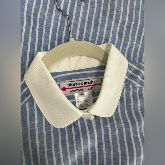 Pierre Cardin Pour Paul & Joe Women Linen Shirt Dress - Striped Button Up - Picture 4 of 6